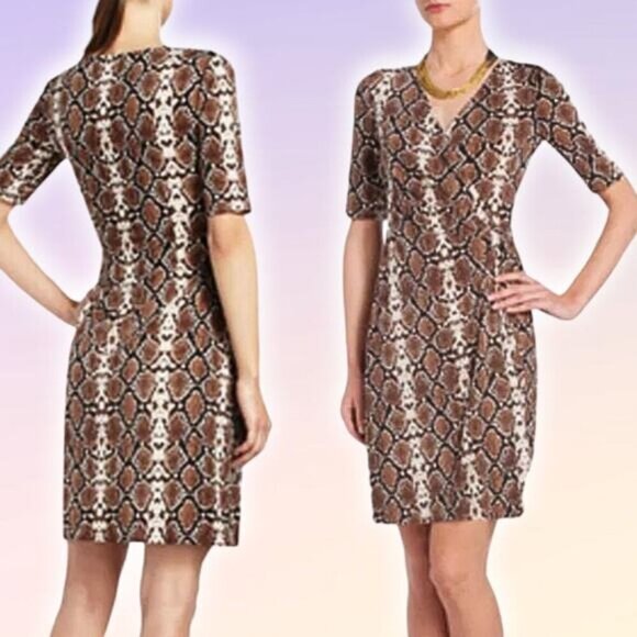 BCBGMAXAZRIA Malena Snake Print Jersey Wrap Dress Sz XS - Picture 1 of 6